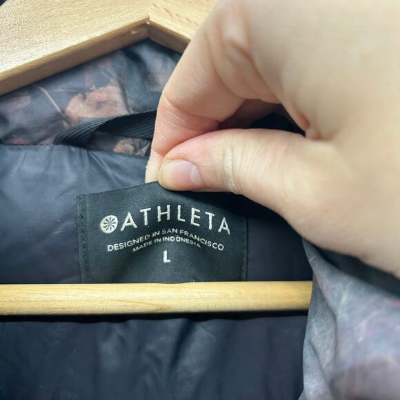 $229 Athleta Downtown Jacket Puffer Coat Large Flower Floral Winter Zip Up - Picture 6 of 8